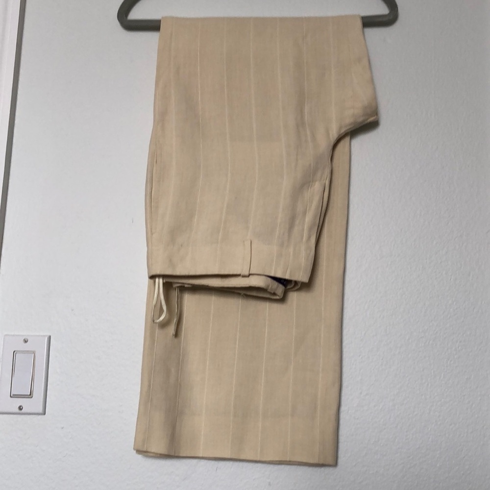 Ralph Lauren Purple Label Cream Pinstripe Trousers